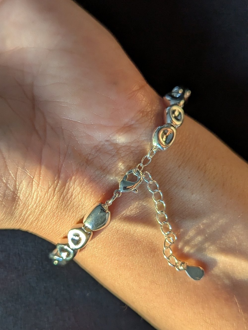 925 Solid Sterling Silver Beaded Pebbles Bangle Bracelet Minimalist Luxury - Picture 3 of 6